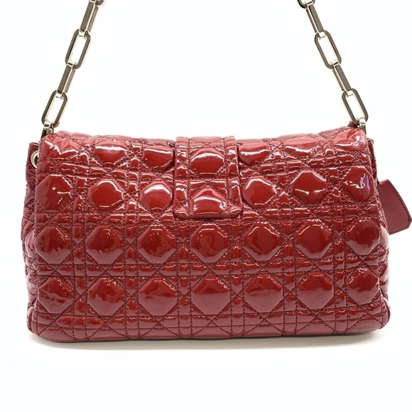 Dior New Rock Cannage Handbag Chain Shoulder Enamel Red - Picture 4 of 9